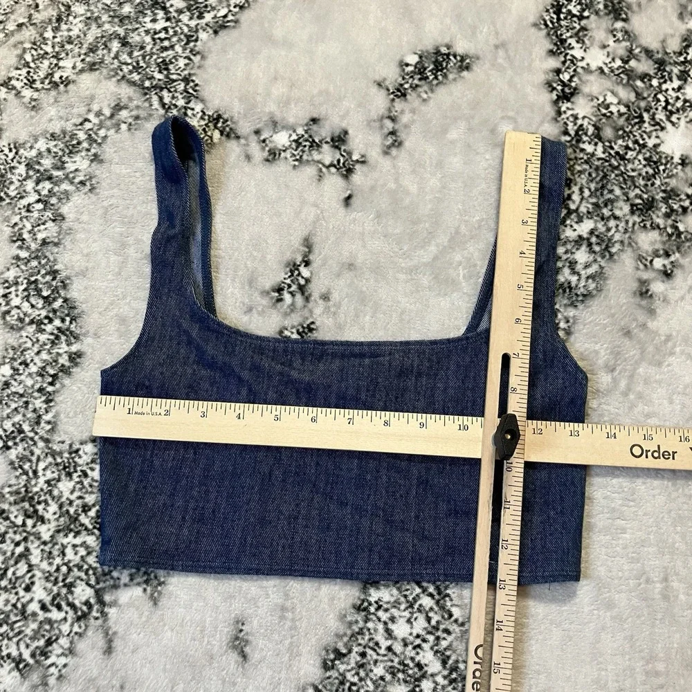 Naked Wardrobe Tank Top Womens‎ Size Blue Crop Square Neck
